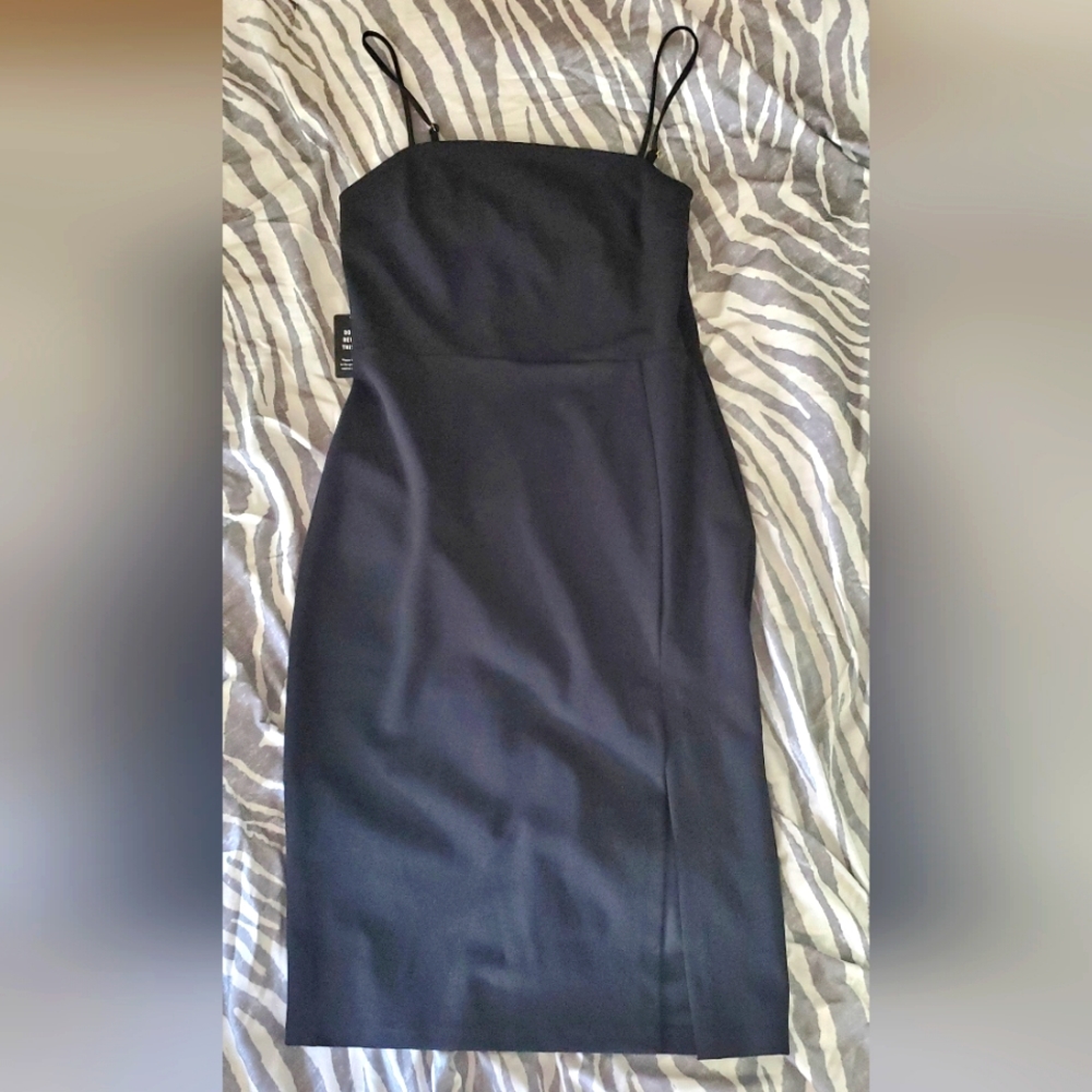 Spaghetti Strap Black Dress | Sleek Midi / Classic Little Black Dress | Size M